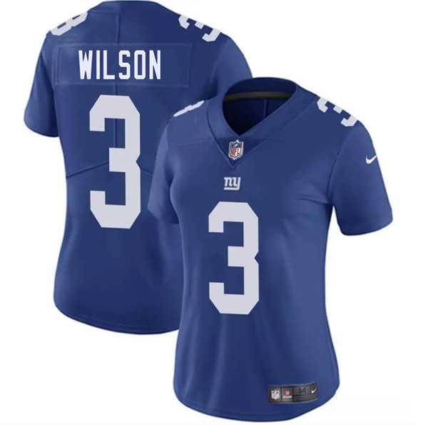 Womens New York Giants #3 Russell Wilson Blue 2025 Vapor Untouchable Limited Stitched Jersey Dzhi